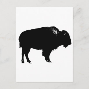 Zwart-witte bizon buffalo Silhouette Pop Art Briefkaart