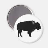 Zwart-witte bizon buffalo Silhouette Pop Art Magneet (Voorkant / Achterkant)