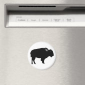 Zwart-witte bizon buffalo Silhouette Pop Art Magneet (Insitu (Vaatwasser))