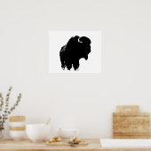 Zwart-witte bizon buffalo Silhouette Pop Art Poster (Keuken)