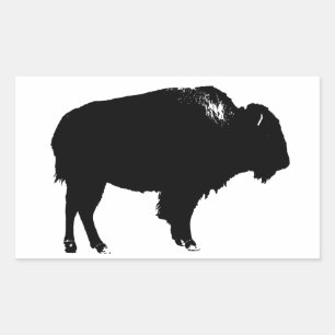 Zwart-witte bizon buffalo Silhouette Pop Art Rechthoekige Sticker