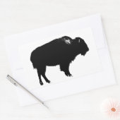 Zwart-witte bizon buffalo Silhouette Pop Art Rechthoekige Sticker (Envelop)