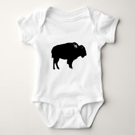 Zwart-witte bizon buffalo Silhouette Pop Art Romper (Voorkant)