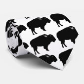 Zwart-witte bizon buffalo Silhouette Pop Art Stropdas (Opgerold)
