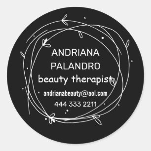 Zwart & witte bladkrans logo ronde sticker