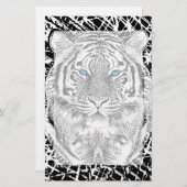 Zwart-witte blauwe ogen tijger briefpapier (Voorkant / Achterkant)