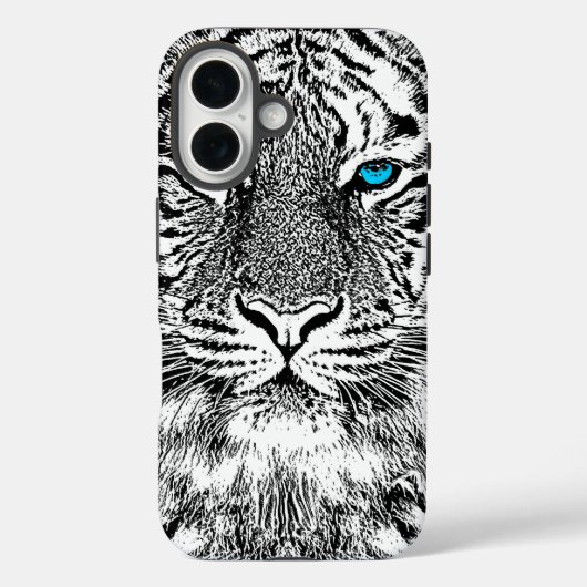 Zwart-witte blauwe ogen tijger Case-Mate iPhone case (Achterkant)