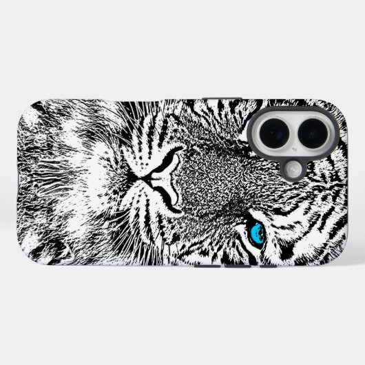 Zwart-witte blauwe ogen tijger Case-Mate iPhone case (Achterkant (horizontaal))