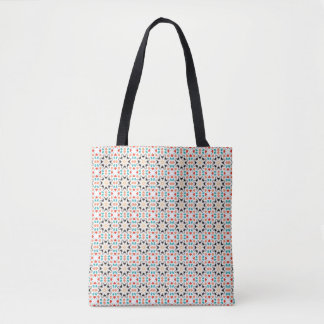 Zwart Witte Bloem Geometrisch Patroon Draagtas