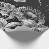 Zwart-witte  bloemen cadeaupapier (Hoek)