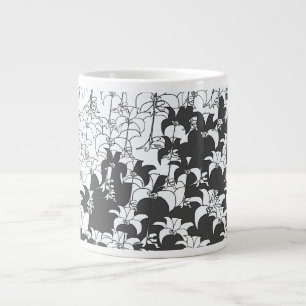 Zwart Witte Bloemen Extra Grote Beker