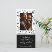 Zwart-witte bloemen Foto opslaan Datum Save The Date (Staand voorkant)