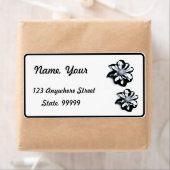 Zwart-witte bloemen Retouradreslabel Etiket (Insitu)