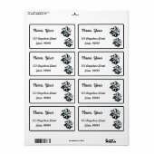 Zwart-witte bloemen Retouradreslabel Etiket (Full Sheet)