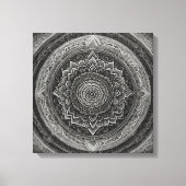 Zwart-witte bloemenmandala canvas afdruk (Voorkant)
