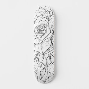 Zwart & Witte Bloemenschildering Uw Eigen Deck Skateboard