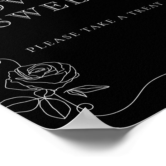 Zwart & Witte Bloemige Bruidsdouche Liefde is Zoet Poster (Hoek)