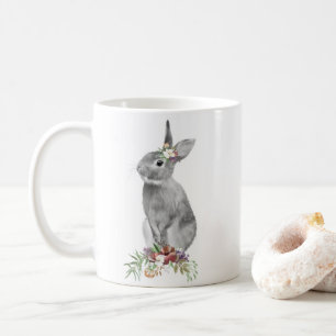 Zwart Witte Bloemstuk Paashaas Koffiemok