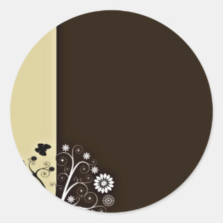 Zwart-witte bloesem en vlinders ronde sticker