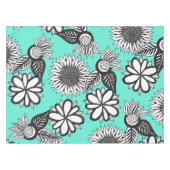 Zwart-witte bohemiaanse handdragende bloemen op Bl Tafelkleed (Voorkant (Horizontaal))