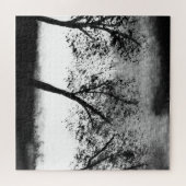 Zwart-witte bomen Elegant minimalistisch Legpuzzel (Horizontaal)
