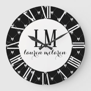 Zwart & Witte Boog Monogram Grote Klok