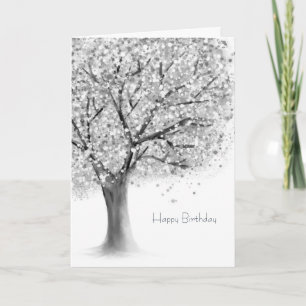 zwart witte boom abstracte verjaardag kaart