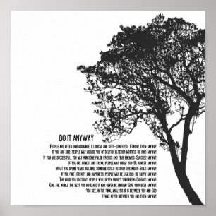 Zwart-Witte Boom Doe het Toch Poster