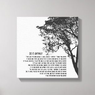 Zwart-witte boom doet het in ieder geval canvas afdruk