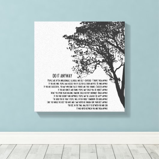 Zwart-witte boom doet het in ieder geval canvas afdruk (Insitu (Houten vloer))