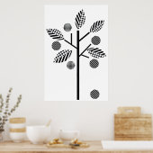 Zwart-witte boom op witte achtergrond afdrukposter poster (Keuken)