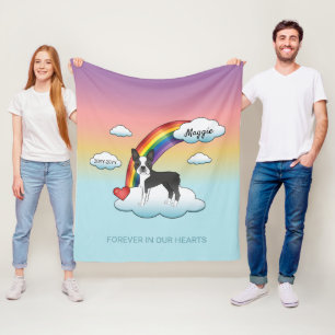 Zwart-Witte Boston Terrier Regenboog Herdenking Fleece Deken
