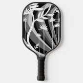 Zwart-witte botanische illustratie pickleball paddle (Achterkant)