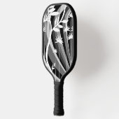 Zwart-witte botanische illustratie pickleball paddle (Links)