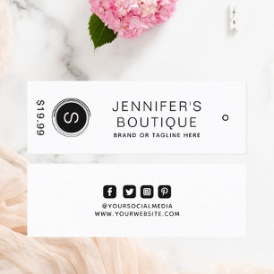 Zwart Witte Boutique Monogram & Prijs Contactkaartje