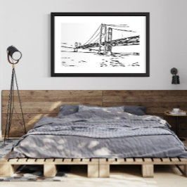 Zwart-witte Bridge Art Print Perfect Poster
