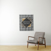 Zwart Witte Buffalo Geruite Roos Frame Huwelijksta Wandkleed (In situ)