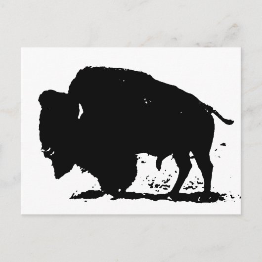 Zwart-witte buffalo Silhouette Briefkaart (Voorkant)
