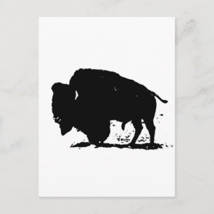 Zwart-witte buffalo Silhouette Briefkaart