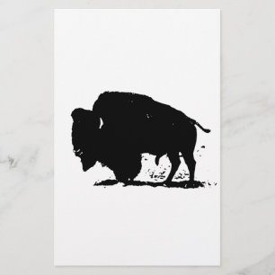 Zwart-witte buffalo Silhouette Briefpapier
