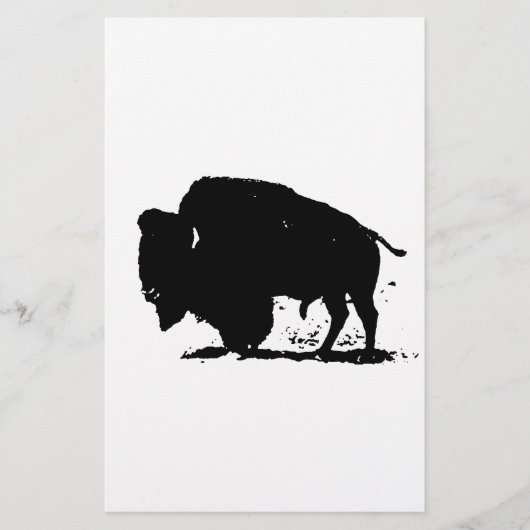 Zwart-witte buffalo Silhouette Briefpapier (Voorkant)