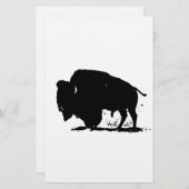Zwart-witte buffalo Silhouette Briefpapier (Voorkant / Achterkant)