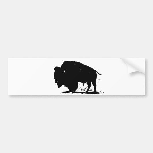 Zwart-witte buffalo Silhouette Bumpersticker (Voorkant)
