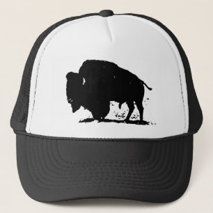 Zwart-witte buffalo Silhouette Trucker Pet