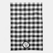 Zwart-witte buffelplaat met monogram theedoek (Verticaal)