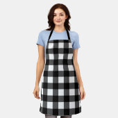 Zwart-witte buffels Check Apron Schort (Gedragen)