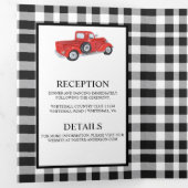 Zwart-witte buffels met een rode bruiloft drieluik uitnodiging (Binnenzijde eerst)