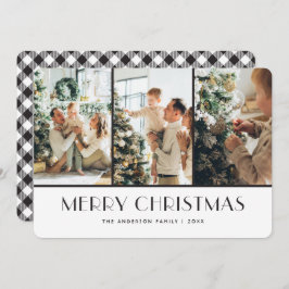 Zwart-witte buffels met kerstfoto's feestdagenkaart