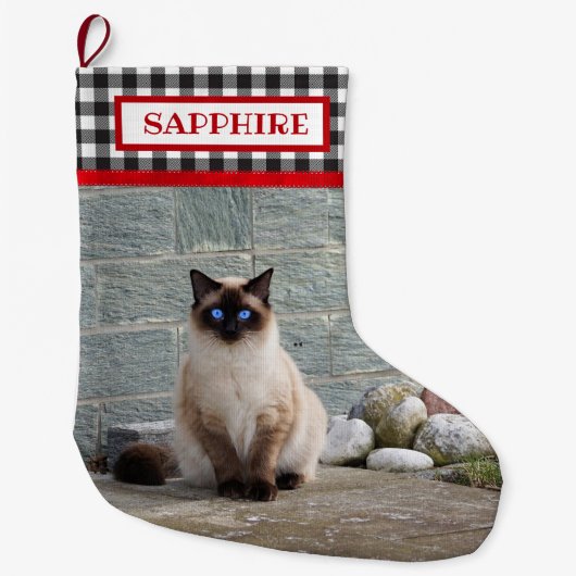 Zwart-witte buffels met speldenfoto's grote kerstsok (Voorkant)