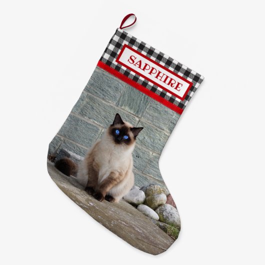 Zwart-witte buffels met speldenfoto's grote kerstsok (Voorkant (Hangend))